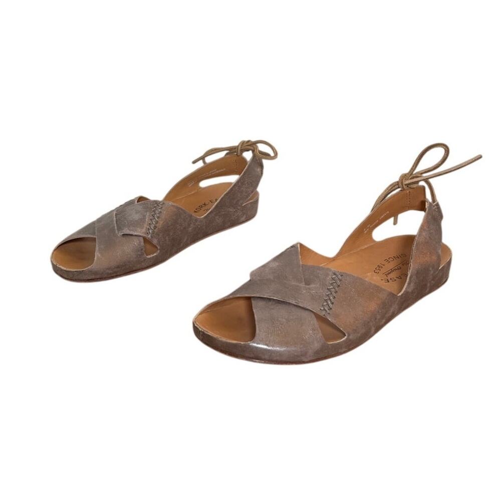 Kork-Ease Rebecca Slingback Tie Sandals Bronze Leather Comfort Flat US 8 EU 39